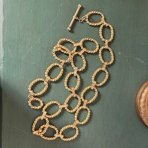 Chain belt 36 inches long fits like a medium on the last chain 
MEDIUM